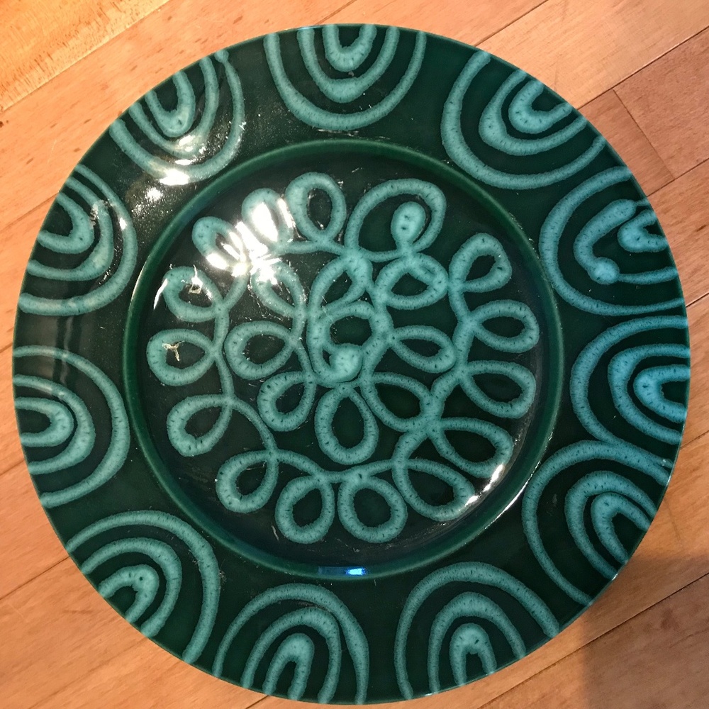 Vintage Decorative Hand-Painted Xmas Serving Plate